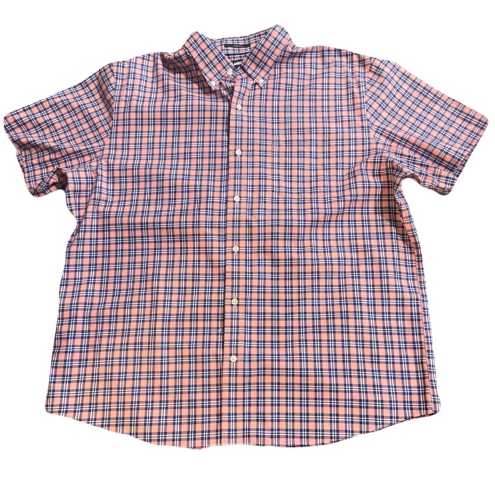Lands' End Pink and Blue Casual Button Down Shirt